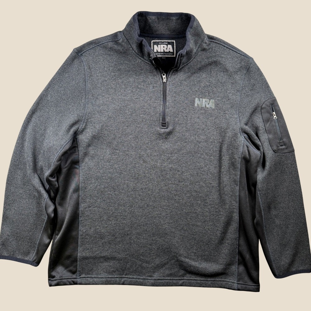 NRA Quarter Zip Pullover Mens 2XL Gray Fleece Tactical Outdoor Techwear Gorpcore
